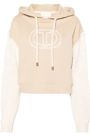 Twin-Set Logo-embroidered cotton hoodie