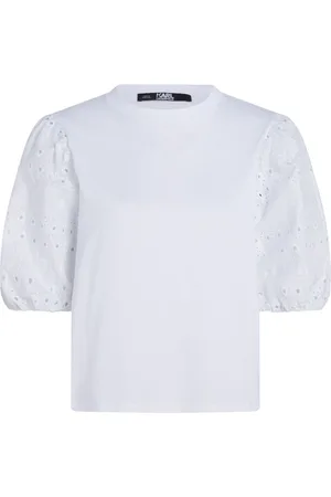 Karl Lagerfeld Broderie-anglaise cotton T-shirt