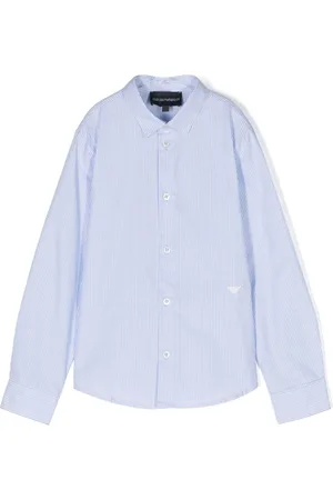 Emporio Armani Embroidered-logo striped cotton shirt
