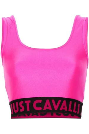 Roberto Cavalli Logo-waistband cropped top