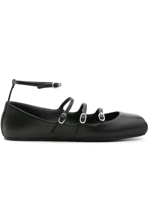 Alexander McQueen Buckled-straps leather ballerina shoes