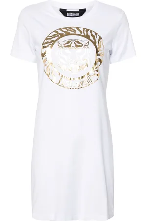 Roberto Cavalli Tiger Head-print mini dress