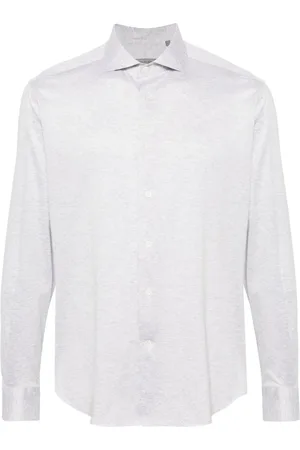 corneliani Piqué-weave long-sleeve shirt