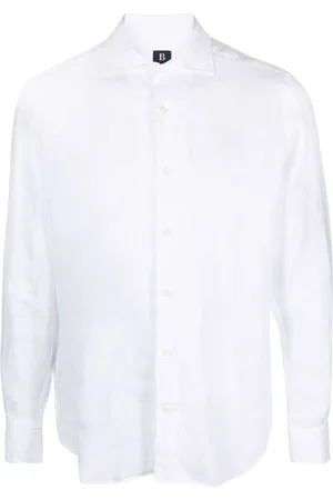 Boggi Milano Spread-collar linen shirt
