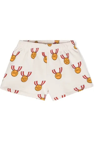 Mini Rodini Medals-print cotton track shorts