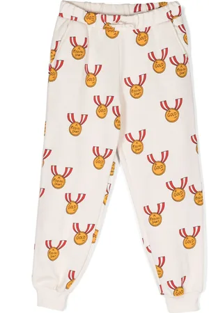 Mini Rodini Medals-print cotton track pants
