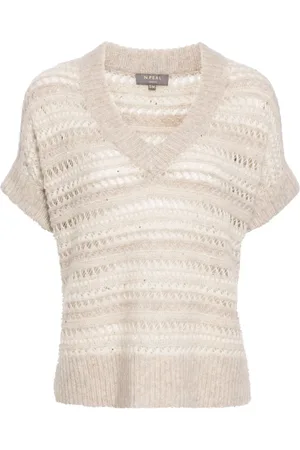 N.PEAL Open-knit V-neck top