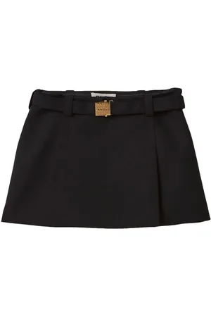 Miu Miu Logo-plaque wool miniskirt