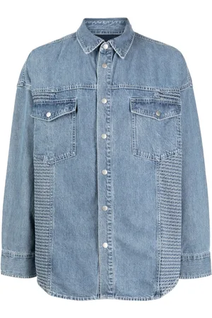 FIVE CM Classic-collar panelled denim shirt