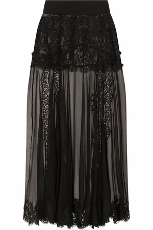 Dolce & Gabbana Chantilly-lace chiffon midi skirt