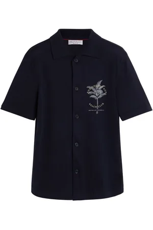 Brunello Cucinelli Palm tree-embroidered shirt