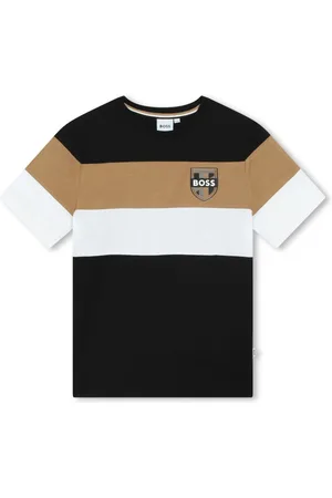 HUGO BOSS Logo-patch stripe-print T-shirt