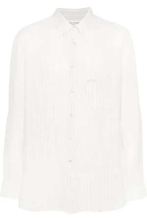 Saint Laurent Logo-embroidered striped shirt