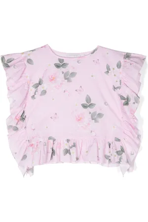 MONNALISA Floral-print cotton crop top