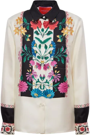 La DoubleJ Boy floral-embroidered silk shirt