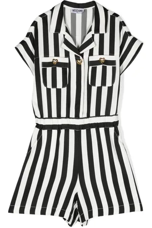 Moschino Striped notched-collar playsuit