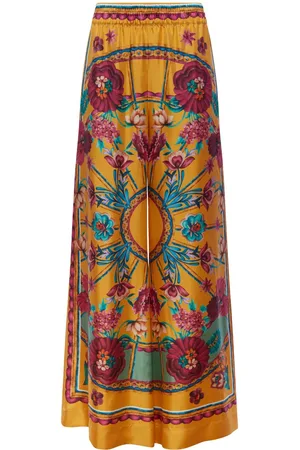La DoubleJ Graphic-print silk palazzo pants