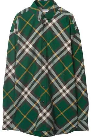 Burberry EKD-embroidered checkered cotton shirt