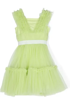 MONNALISA Logo-tape ruffled dress