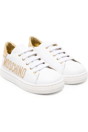 Moschino Studded-logo leather sneakers