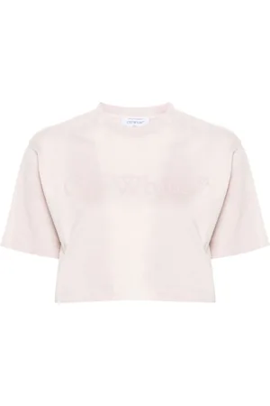 OFF-WHITE Rubberised-logo cropped T-shirt