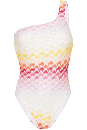 Missoni Knitted-overlay one-shoulder swimsuit