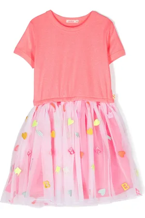 Billieblush Ribbed-knit tulle dress