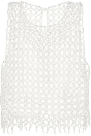 Maje Pearl-embellished crop top