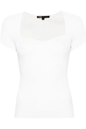 Maje Sweetheart-neck ribbed-knit top