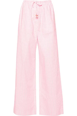 FORTE FORTE Gingham-check wide-leg trousers