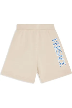 VERSACE Logo-embroidered fleece shorts