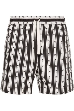 Palm Angels Monogram-print striped shorts