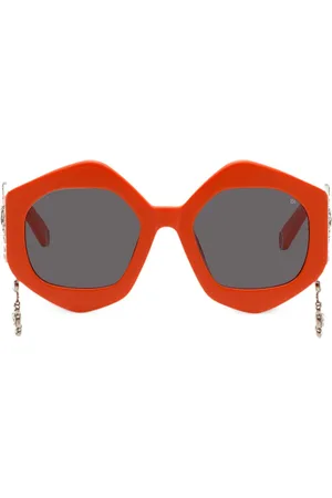 Philipp Plein Skull-charm hexagon-frame sunglasses