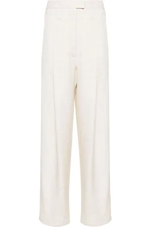 Serafini Slub pleated straight trousers