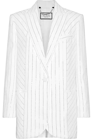 Philipp Plein Crystal-pinstripe cady blazer