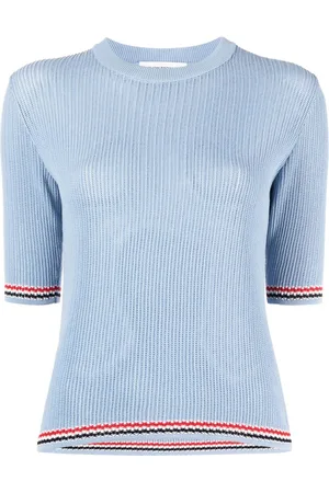 Thom Browne RWB-trim pointelle-knit top