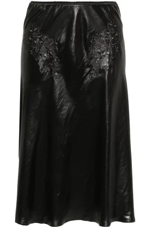 Nº21 Floral-embroidery mid-rise skirt
