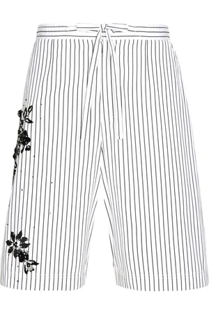 Dolce & Gabbana Floral-detail striped bermuda shorts
