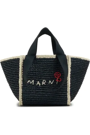 Marni Logo-embroidered woven tote bag