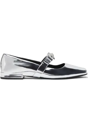 VERSACE Gianni Ribbon metallic ballerina shoes