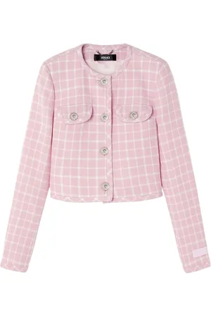 VERSACE Medusa Head-buttons checked cropped jacket