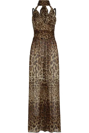 Dolce & Gabbana Leopard-print halterneck silk gown