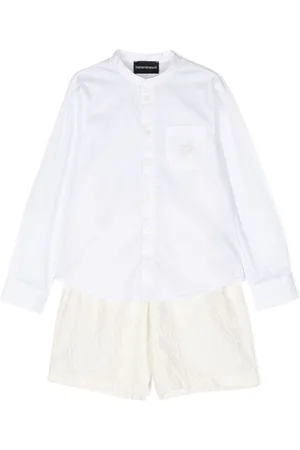Emporio Armani Monogram-jacquard shorts set