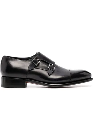 santoni Double-buckle leather monk shoes