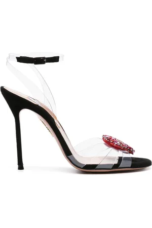 Aquazzura Love Me 115mm crystal-heart sandals