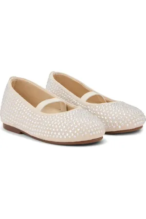 Babywalker Crystal-embellished suede ballerina shoes
