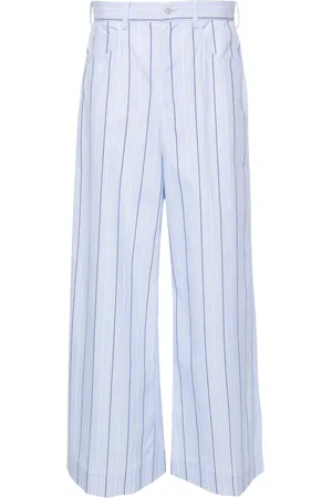 Marni Poplin striped wide trousers