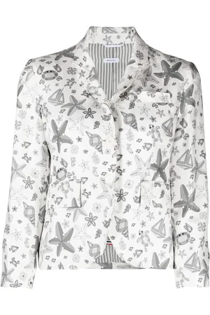 Thom Browne Graphic-print single-breasted silk blazer