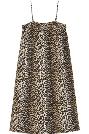 Ganni Leopard-print cotton midi dress
