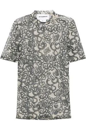 MELITTA BAUMEISTER Snake-print semi-sheer T-shirt